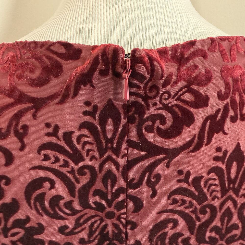 Davids Bridal Dress Burgandy Wine Red 2 Victorian Velvet Print Ruched Party Date - Picture 11 of 16